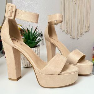 IDIFU Sabrina Platform Chunky Heels Nude